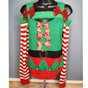 NWOT  OFF SHOULDER CUT OUT SWEATER BY DEREK-MED